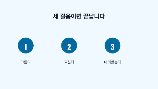 순서 안내 — 가로 세 걸음