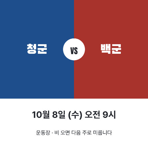 체육대회 안내 — 인스타 정사각 · 청백 대결