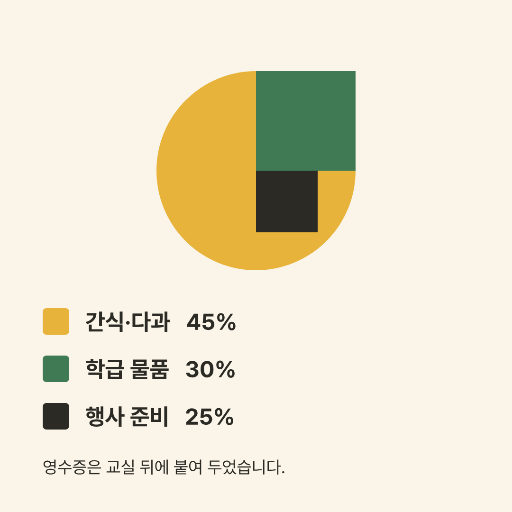 학급비 쓴 곳 — 인스타 정사각 · 노랑 부채