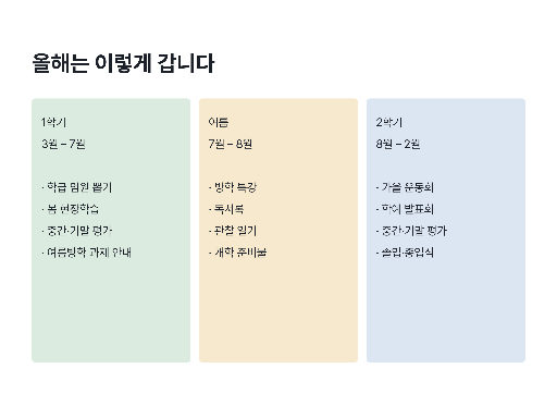 한 해 세 학기 — A4 가로 · 세로 3분할