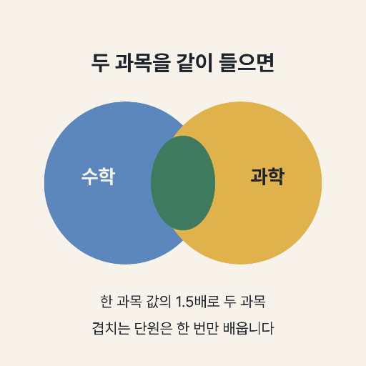 특강 두 과목 함께 듣기 — 인스타 정사각 · 겹친 두 원