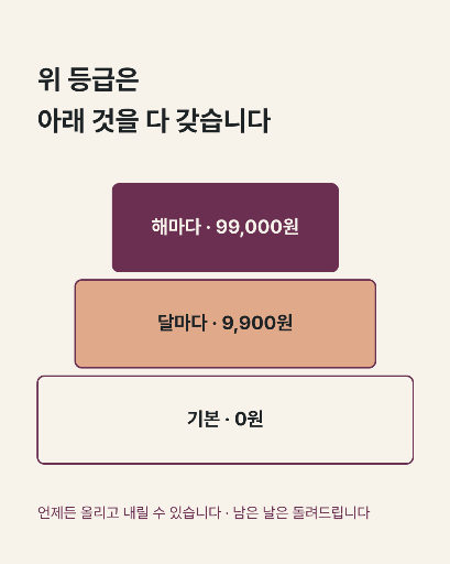 회원 등급별 값 — 카드뉴스 · 등급이 쌓이는 계단 판