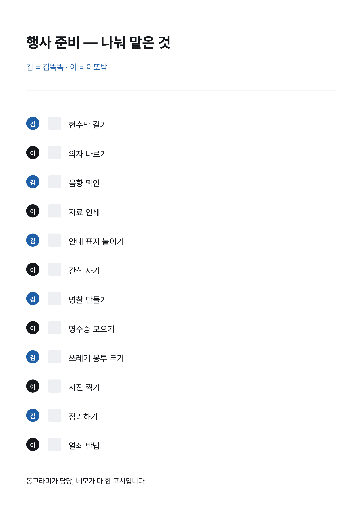 체크리스트 A4 — 담당이 붙은 열두 줄