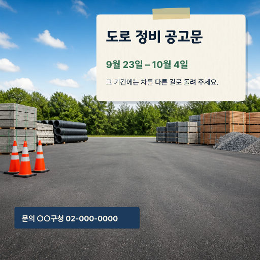 도로 정비 공고문