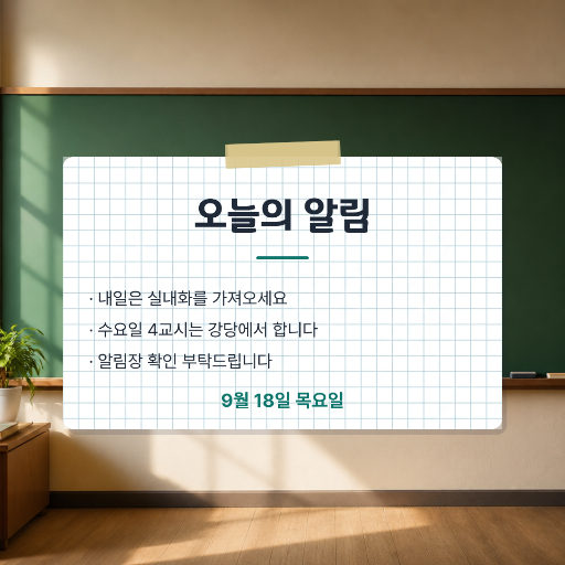 학급 알림장 — 오늘의 안내