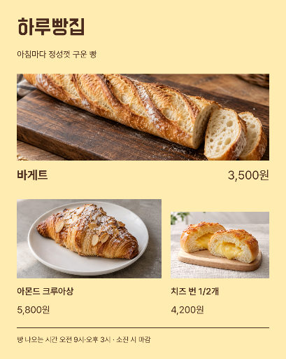 베이커리 메뉴