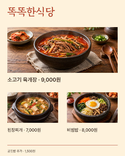 육개장 메뉴판