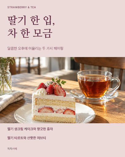딸기 디저트와 차