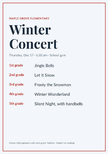 School winter concert program