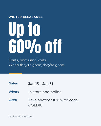 Winter clearance up to 60% off