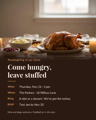Thanksgiving dinner invitation