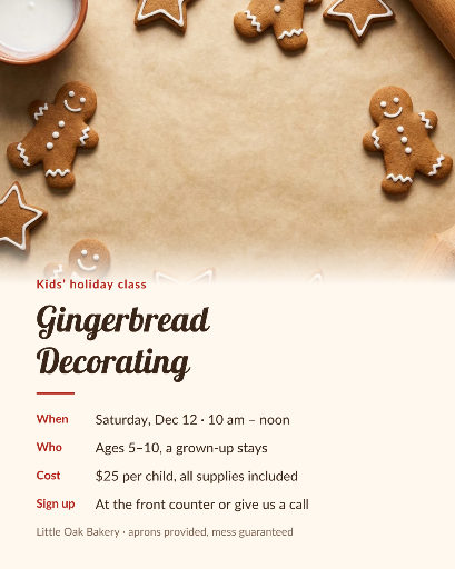 Kids gingerbread decorating class