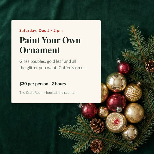 Paint your own ornament workshop