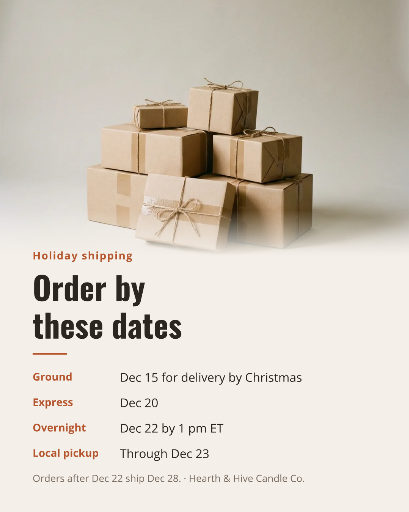 Holiday shipping deadlines