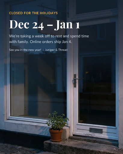 Closed for the holidays