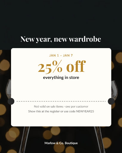 New Year boutique sale coupon