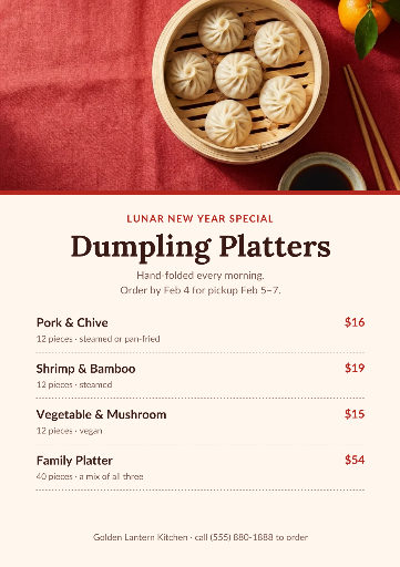 Lunar New Year dumpling platters