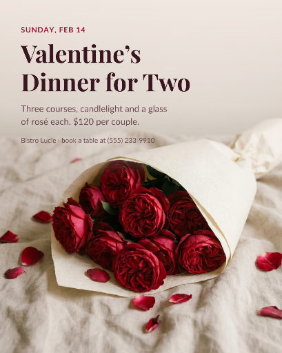 Valentine’s dinner for two