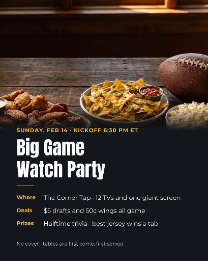 Big game watch party