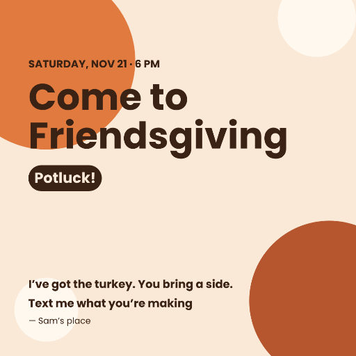 Friendsgiving potluck invite