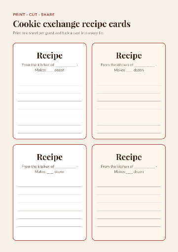 Cookie exchange recipe cards