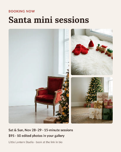 Santa mini sessions booking