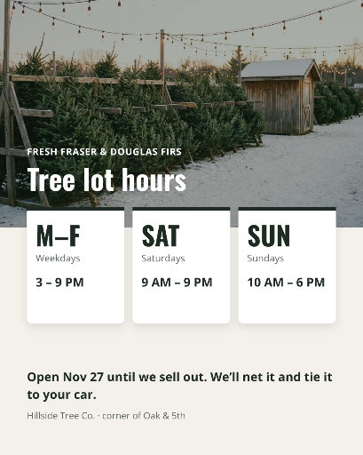 Christmas tree lot hours
