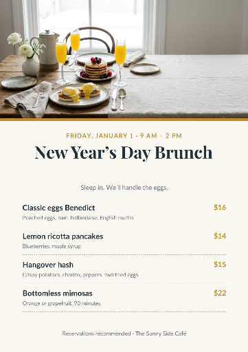 New Year’s Day brunch menu