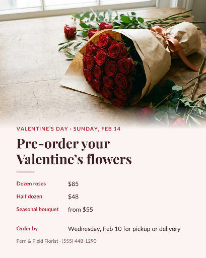 Valentine’s flower pre-order