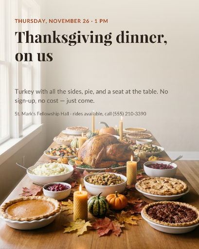 Free community Thanksgiving dinner
