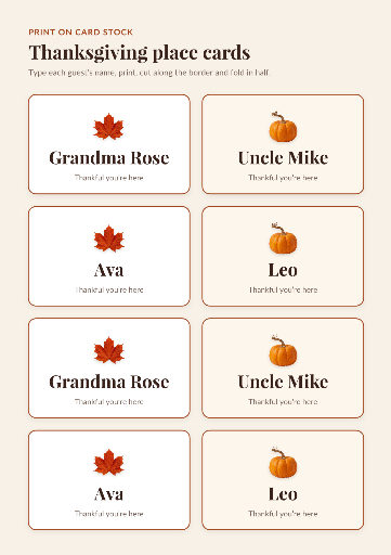 Thanksgiving place cards