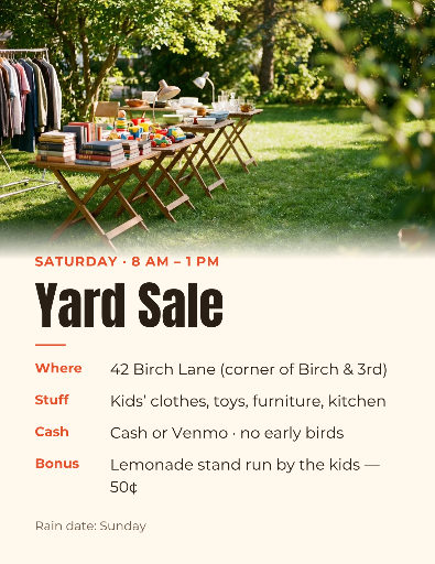 Yard sale flyer