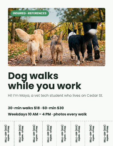 Dog walker flyer