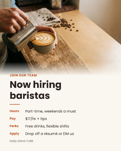 Now hiring café post