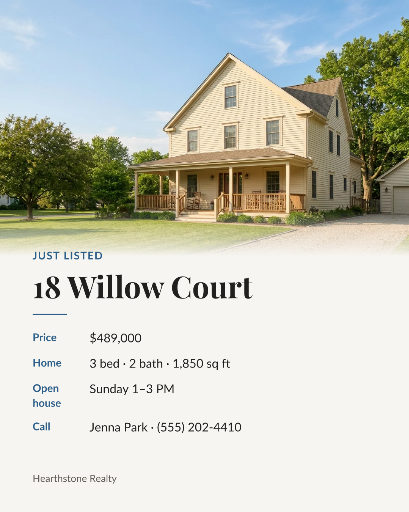 Just listed realtor post