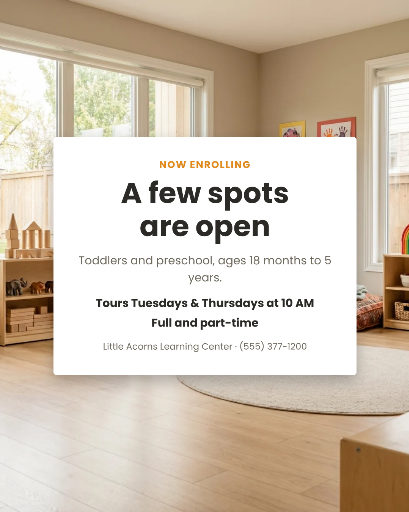 Daycare enrollment open
