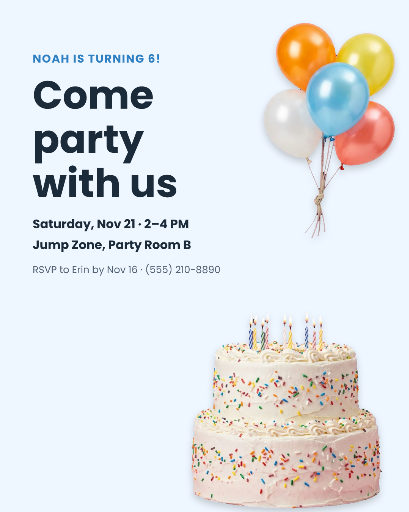 Kids birthday party invite
