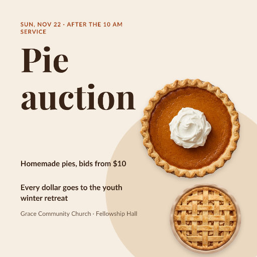 Thanksgiving pie auction