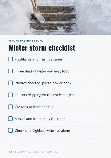 Winter storm checklist