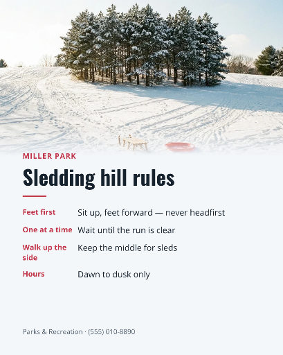 Sledding hill rules