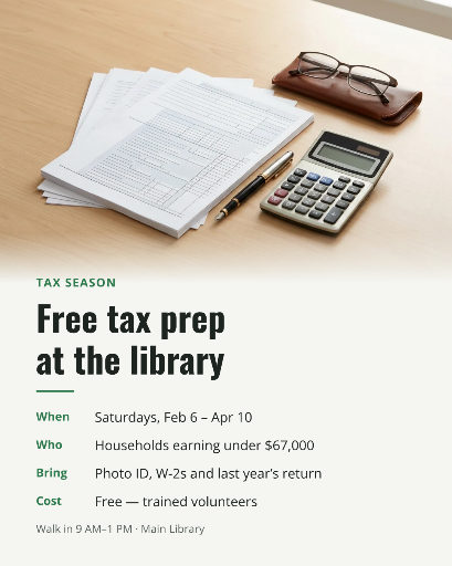 Free tax prep at the library