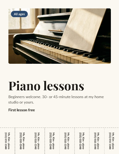 Piano lessons flyer