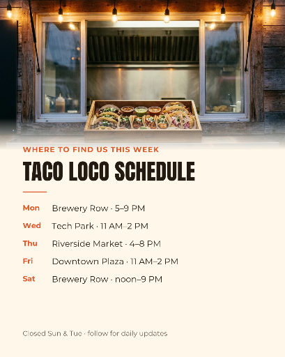 Food truck weekly schedule