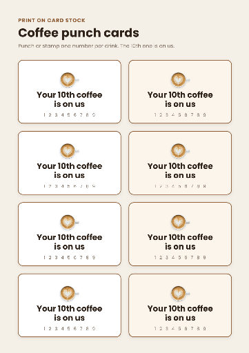 Coffee punch cards