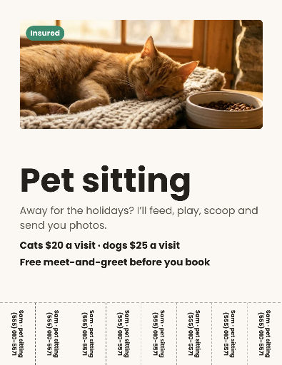 Pet sitting flyer