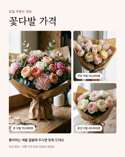 꽃다발 가격 안내