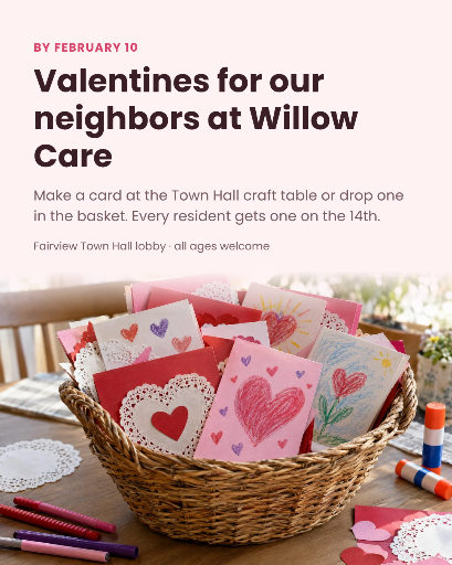 Valentines for care home neighbors