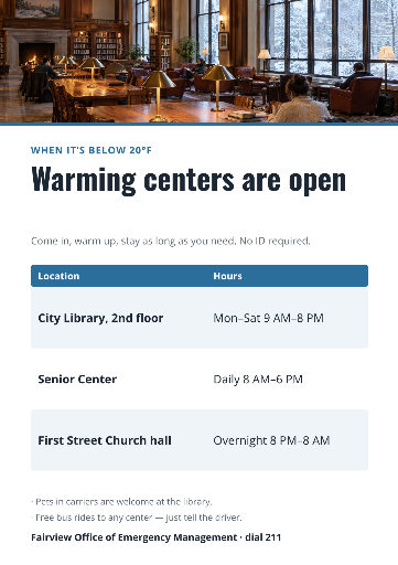 Warming centers open