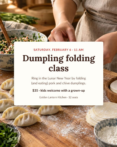Lunar New Year dumpling class