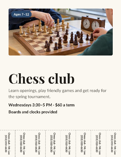 Kids chess club flyer